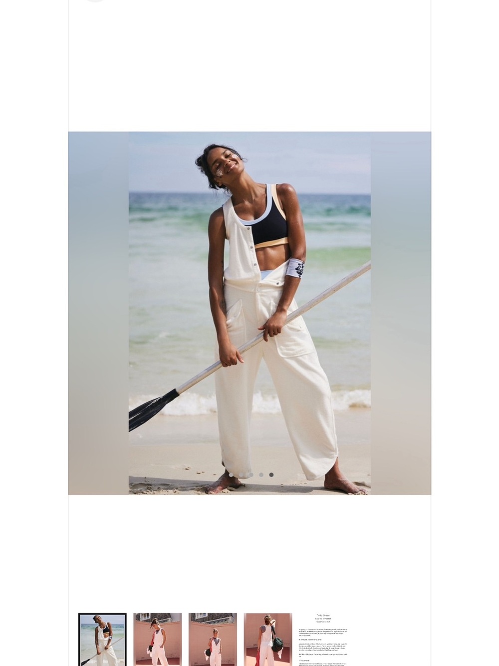 Free People Movement White “TINKO”  Sleeveless Terry Jumpsuit.